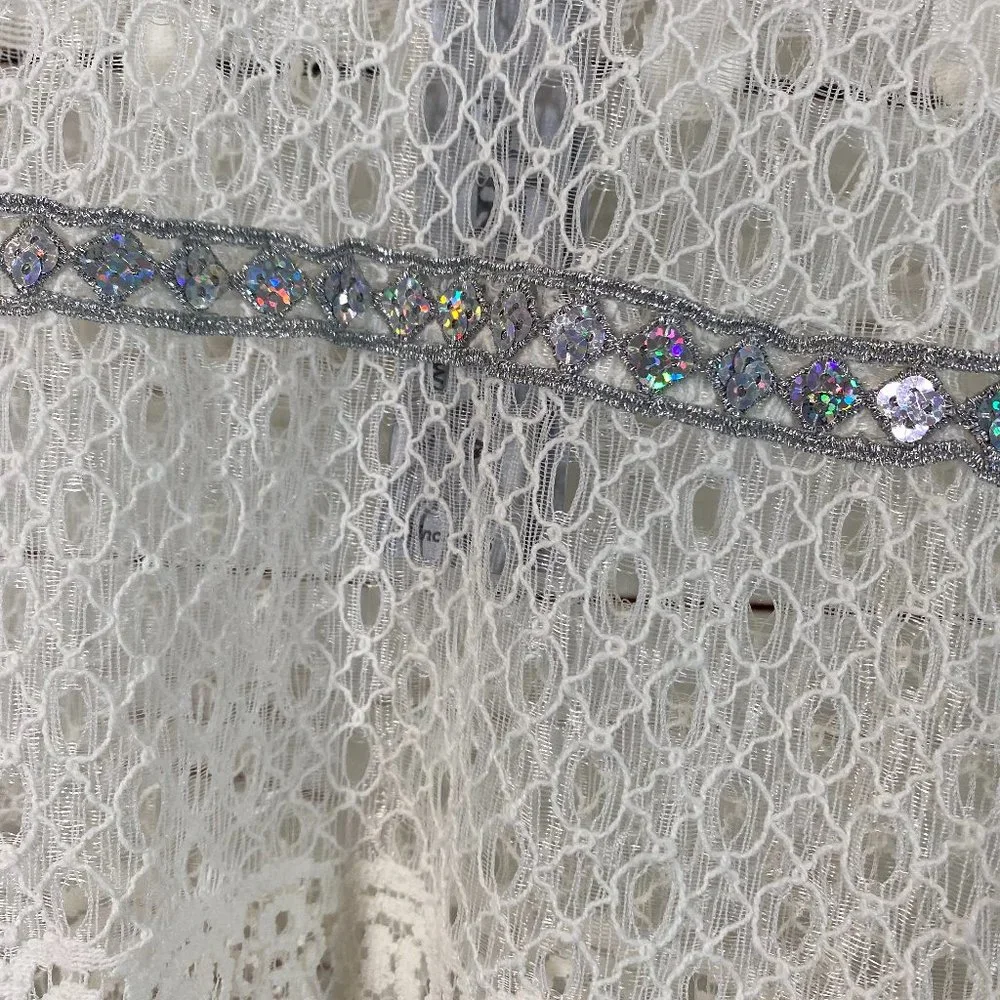 Arrianna by Howard's Ivory Sheer Lace Long Sleeve Top Women's Size Small Medium - Picture 2 of 11